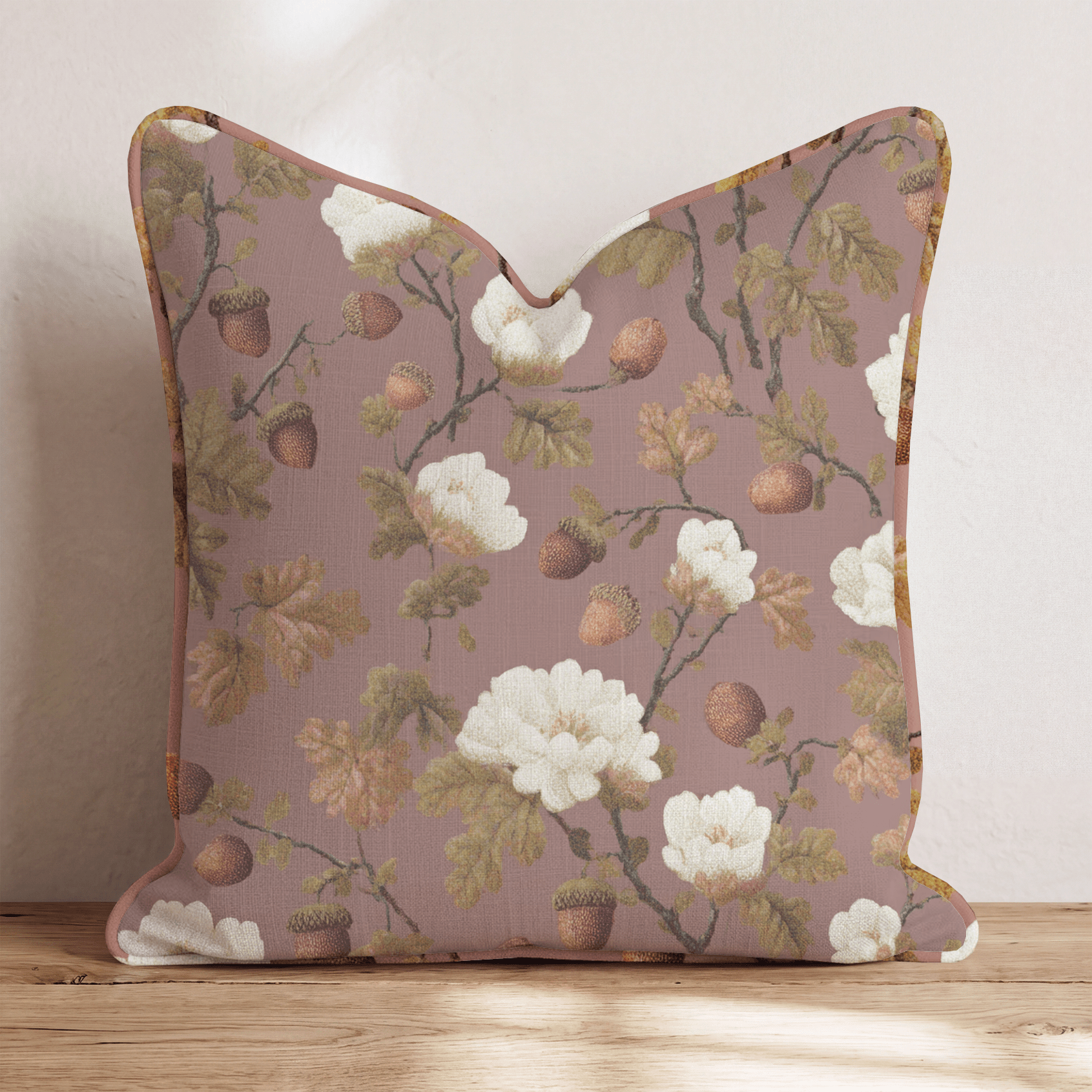 Acorns and Florals Throw Pillow - Hillcroft Home
