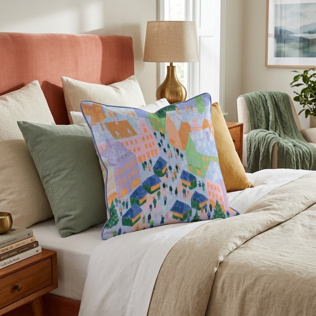 Aerial Market Square Throw Pillow - Hillcroft Home