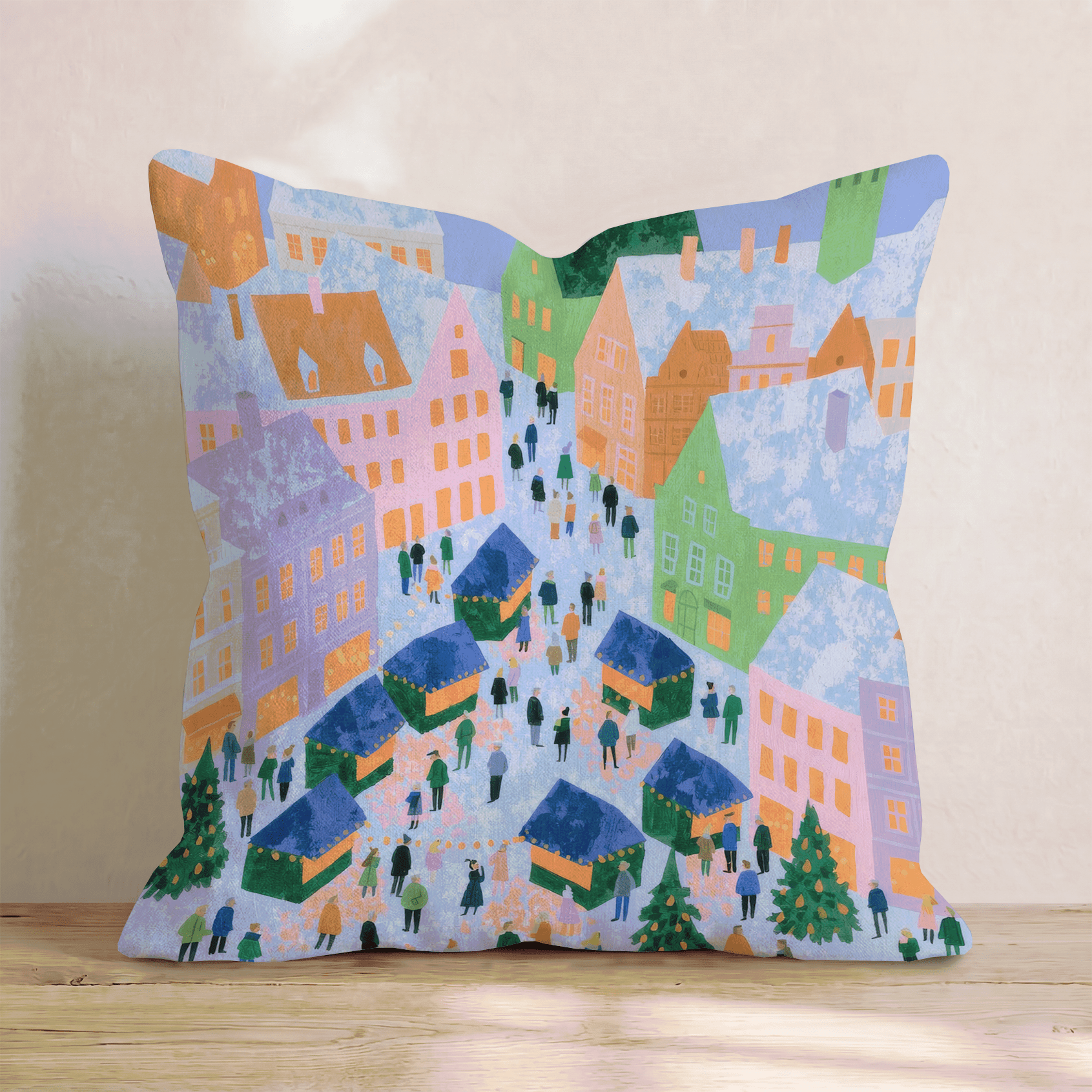Aerial Market Square Throw Pillow - Hillcroft Home