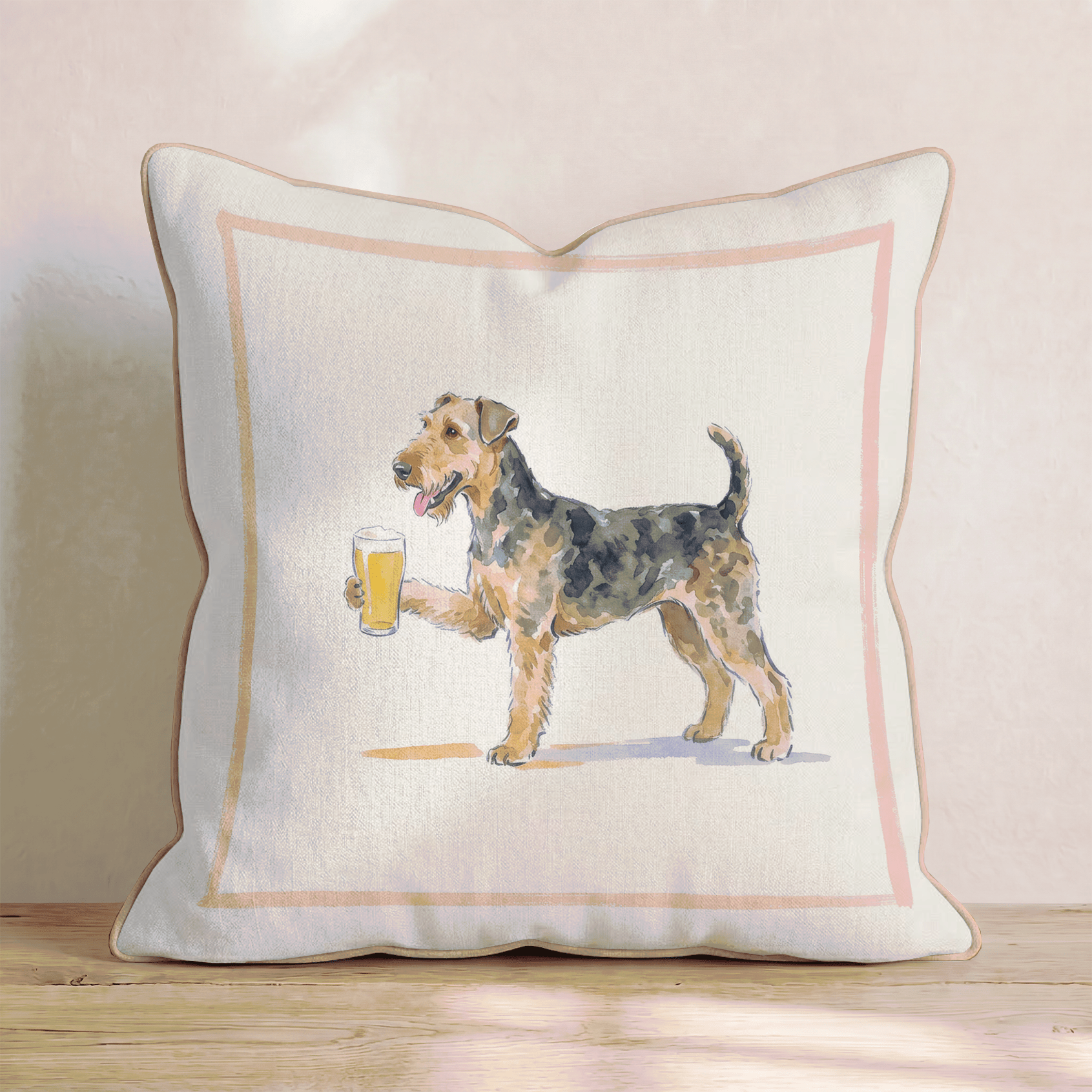Airedale Terrier Lager Throw Pillow - Hillcroft Home