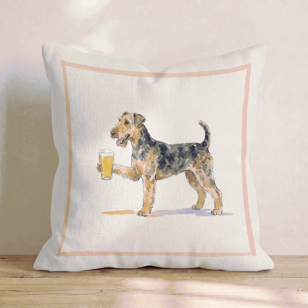 Airedale Terrier Lager Throw Pillow - Hillcroft Home