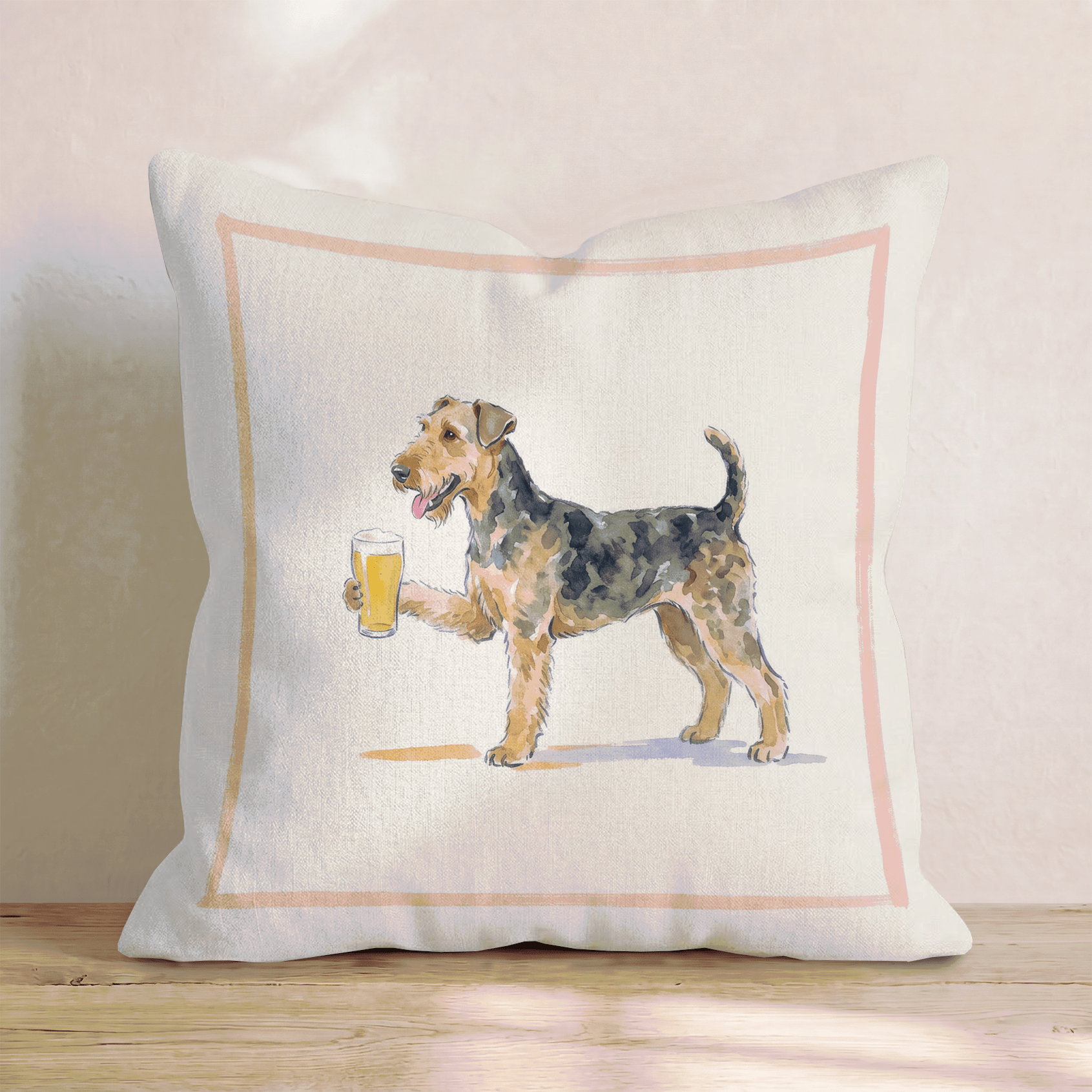 Airedale Terrier Lager Throw Pillow - Hillcroft Home