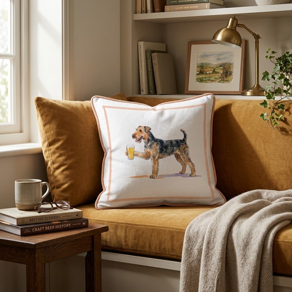 Airedale Terrier Lager Throw Pillow - Hillcroft Home