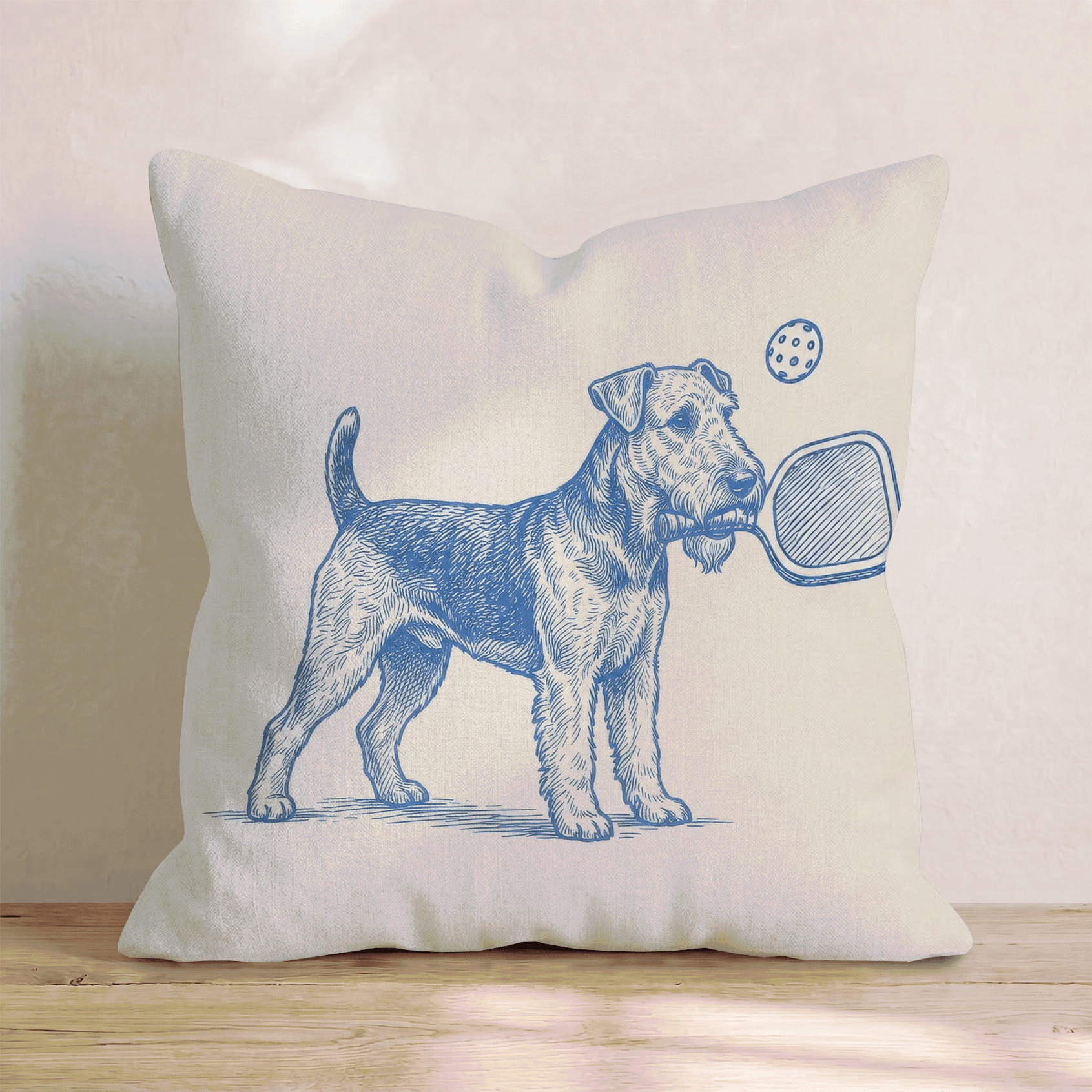 Airedale Terrier Pickleball Throw Pillow - Hillcroft Home