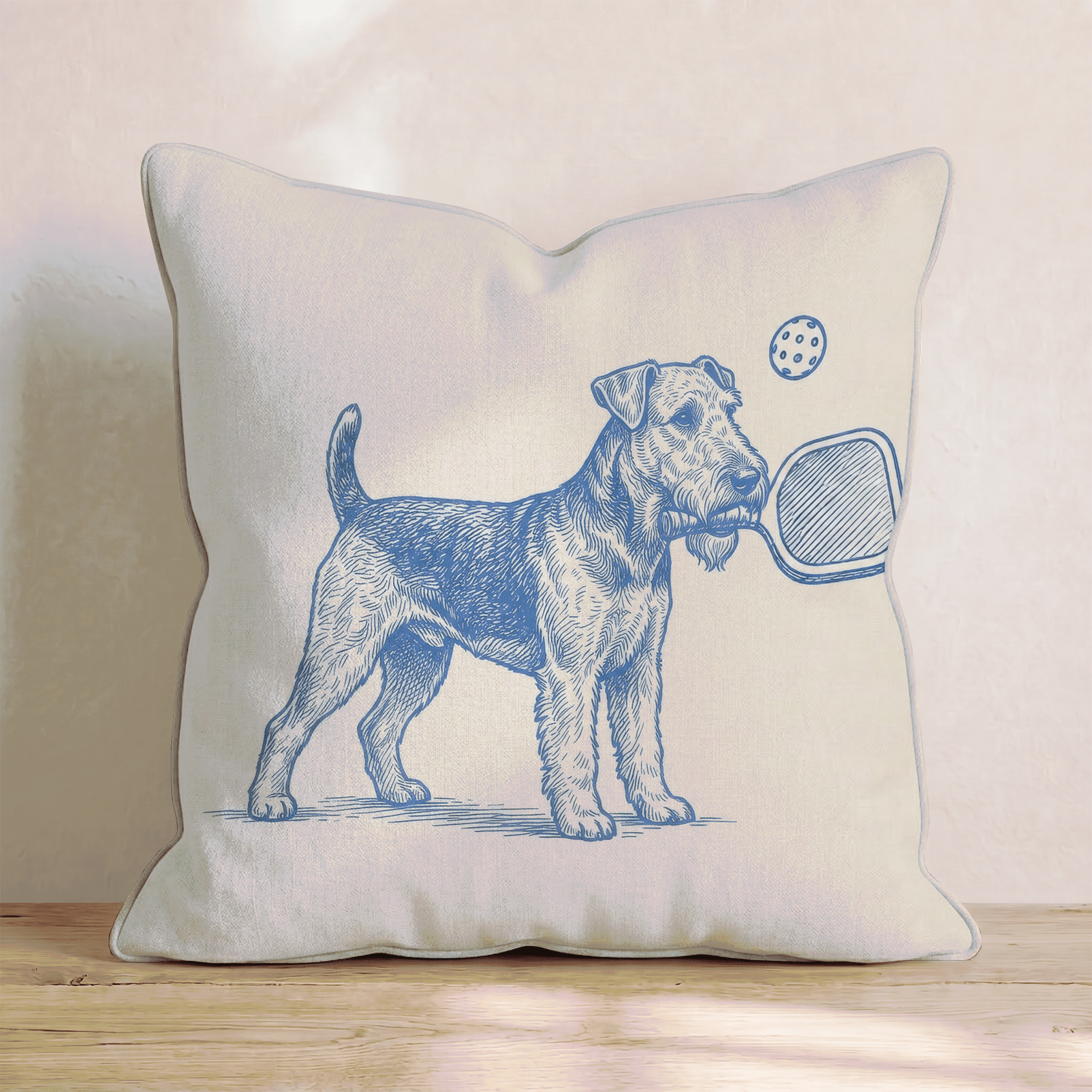 Airedale Terrier Pickleball Throw Pillow - Hillcroft Home