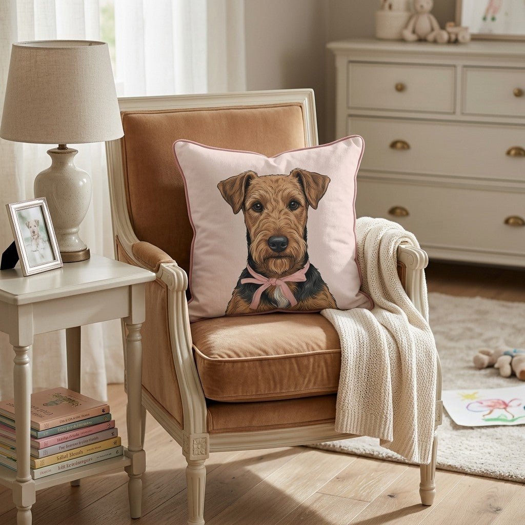 Airedale Terrier Portrait Throw Pillow - Hillcroft Home