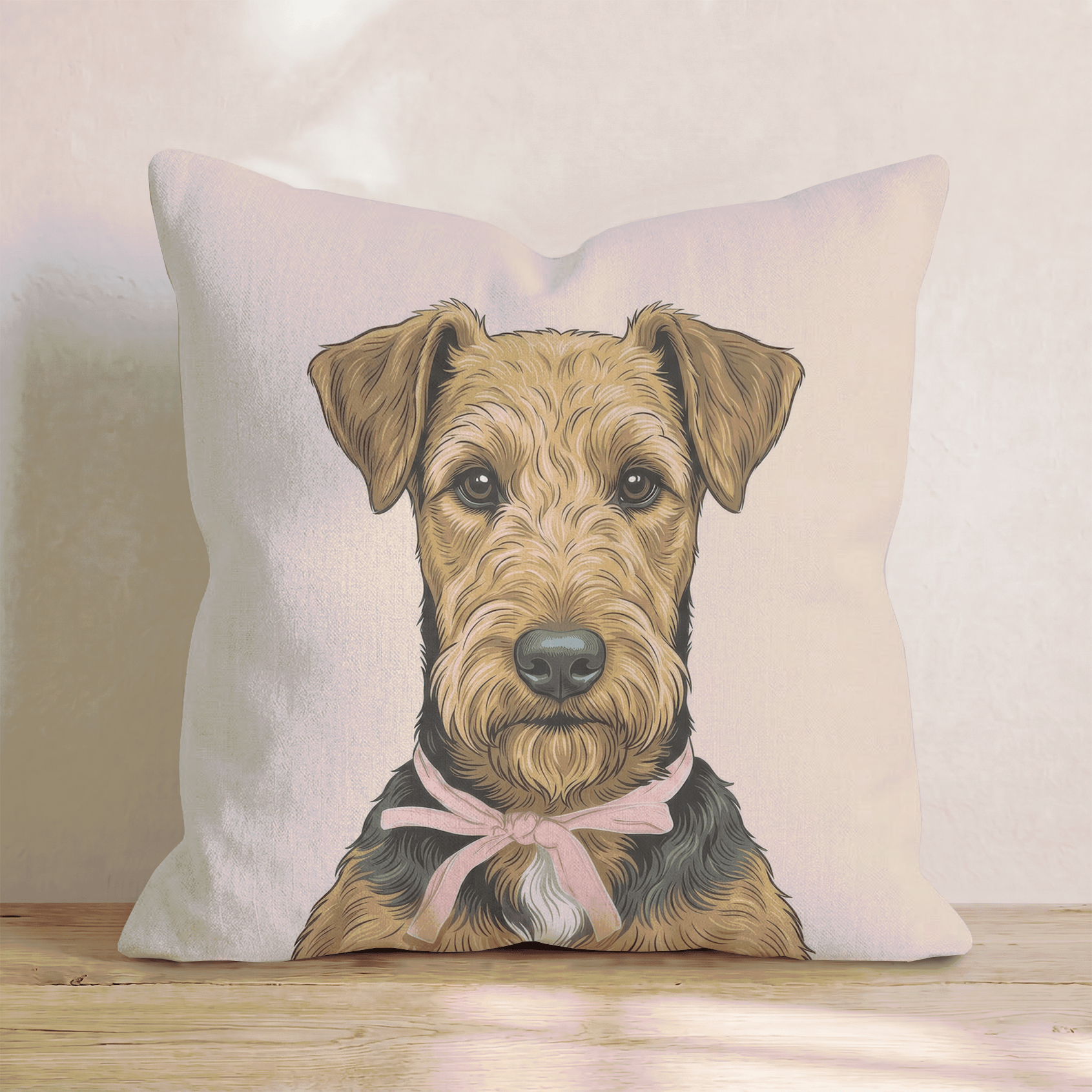 Airedale Terrier Portrait Throw Pillow - Hillcroft Home
