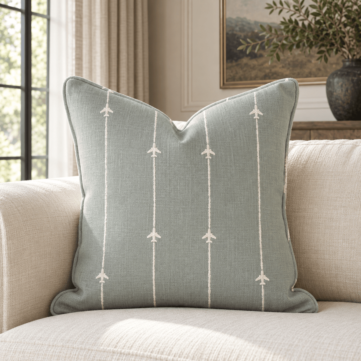 Airplane Stripes Throw Pillow throw pillow - Hillcroft Home