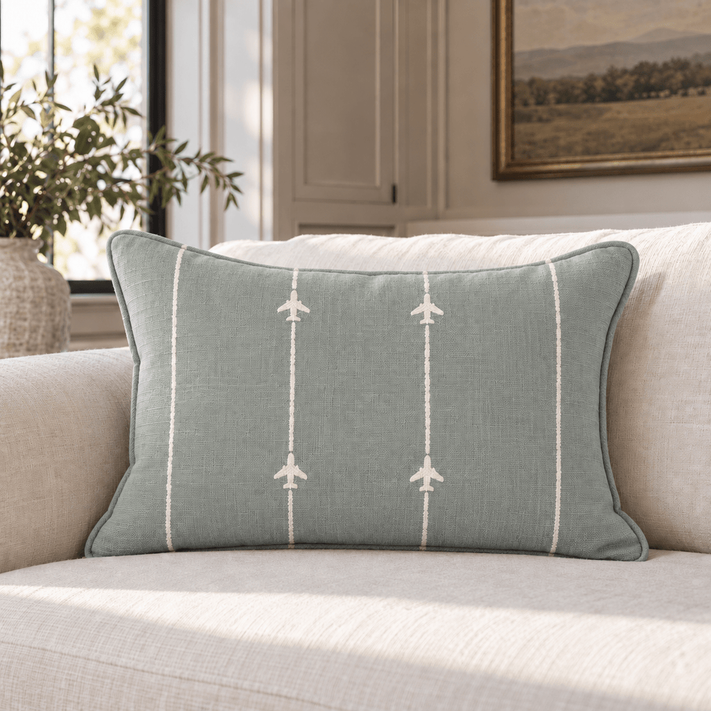 Airplane Stripes Throw Pillow throw pillow - Hillcroft Home