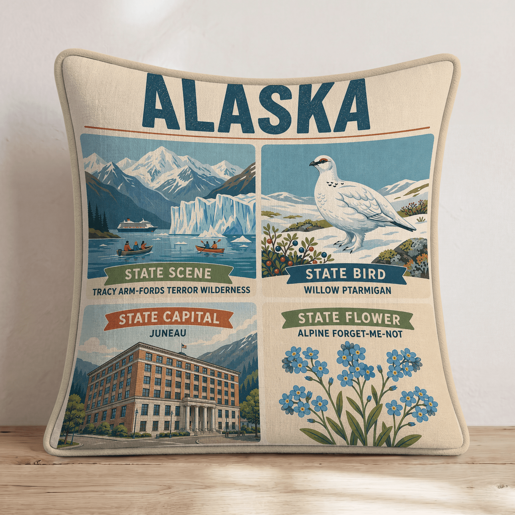 Alaska State Symbol Throw Pillow - Hillcroft Home