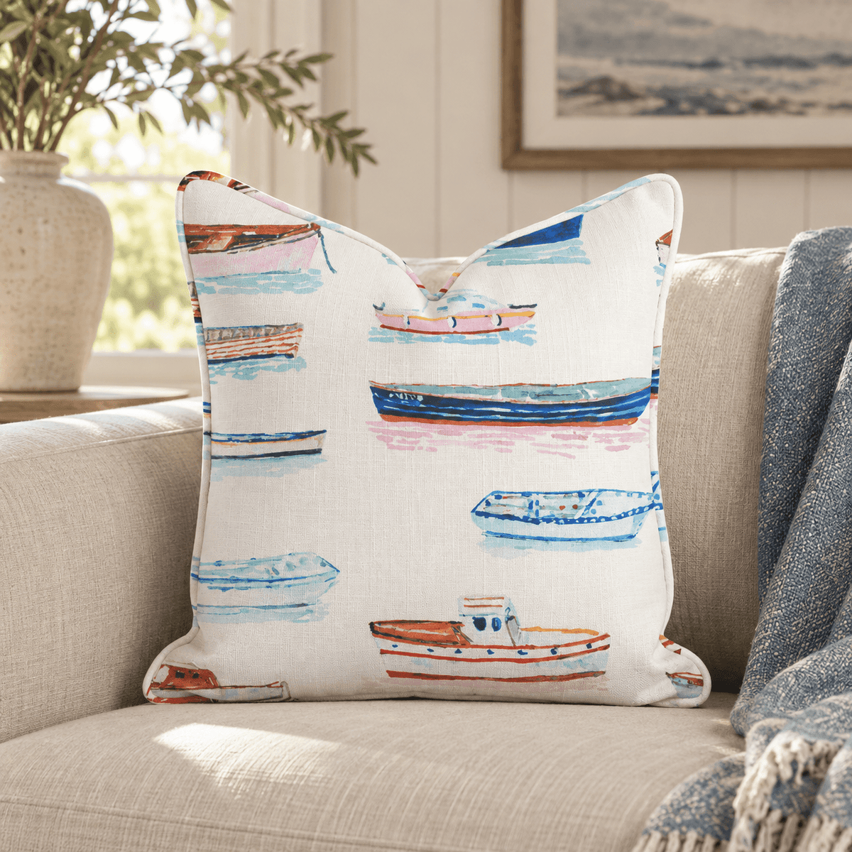 Amalfi Harbor Throw Pillow throw pillow - Hillcroft Home