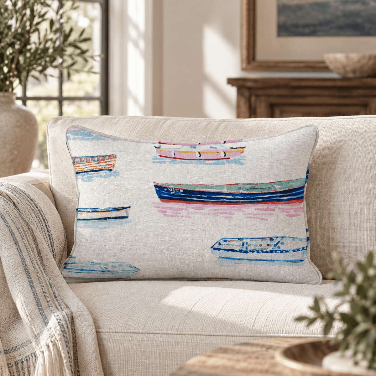 Amalfi Harbor Throw Pillow throw pillow - Hillcroft Home