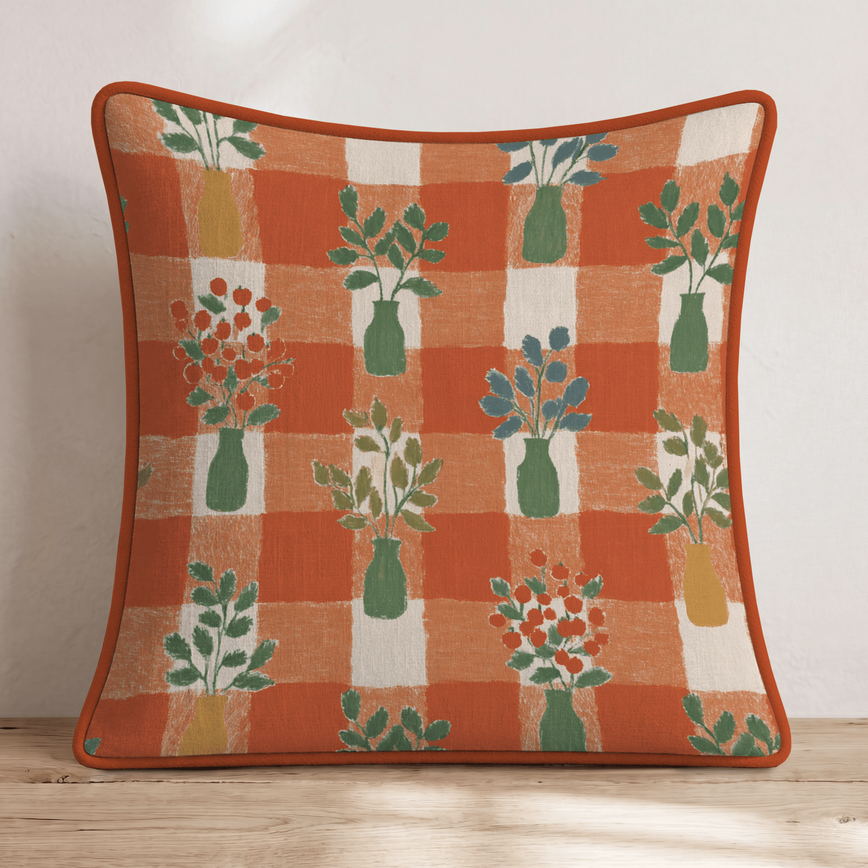 Amber Gingham Throw Pillow - Hillcroft Home