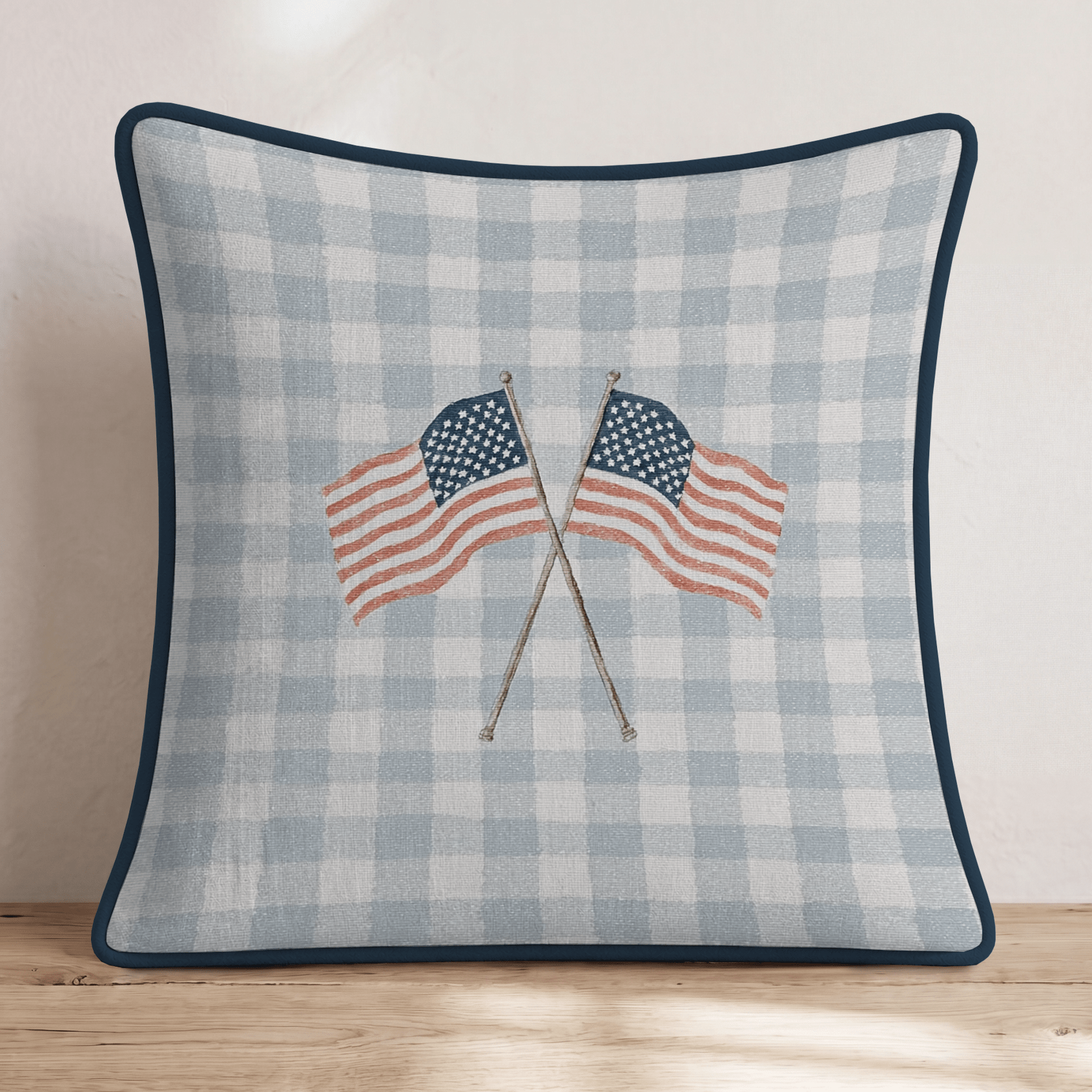 American Flag Gingham Throw Pillow - Hillcroft Home