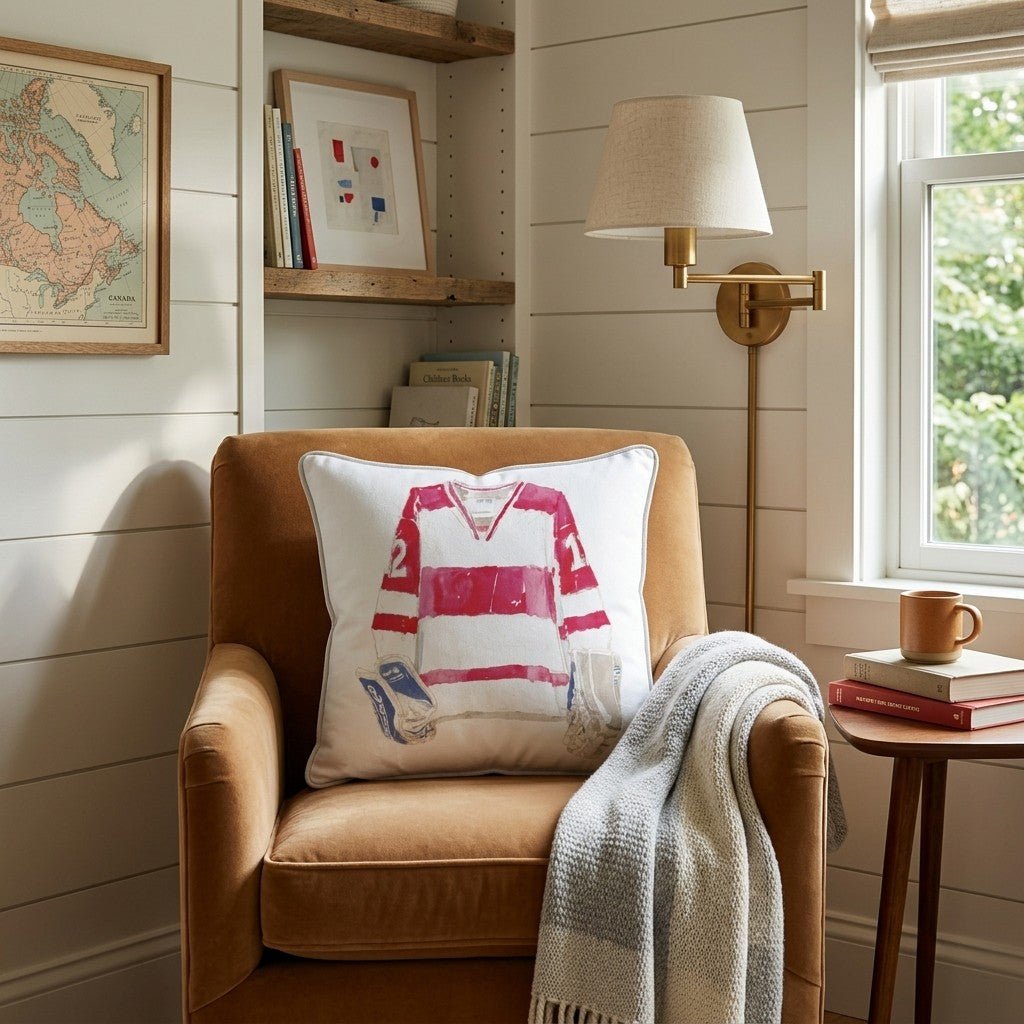 American Hockey Jersey Throw Pillow - Hillcroft Home
