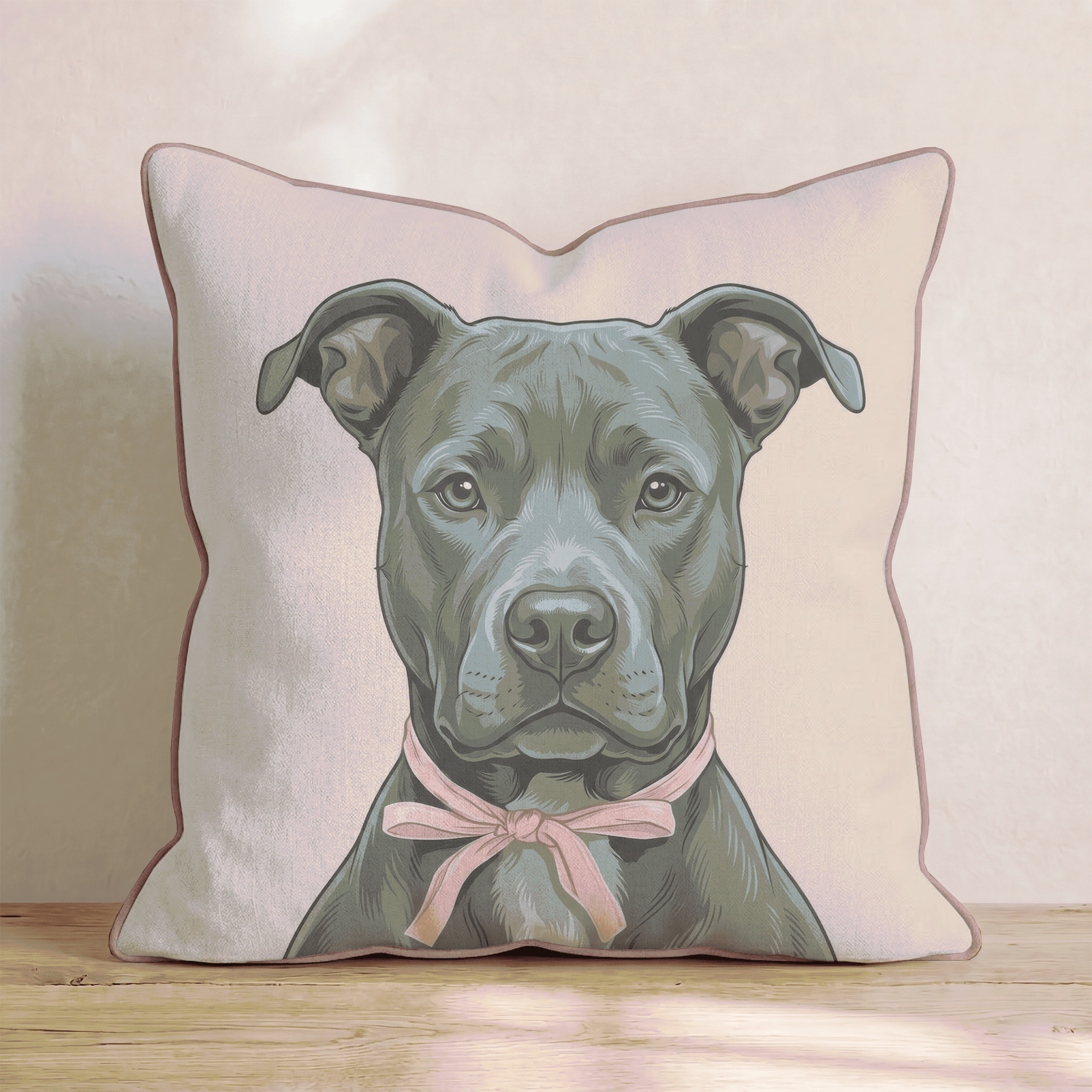 American Pitbull Terrier Portrait Throw Pillow - Hillcroft Home