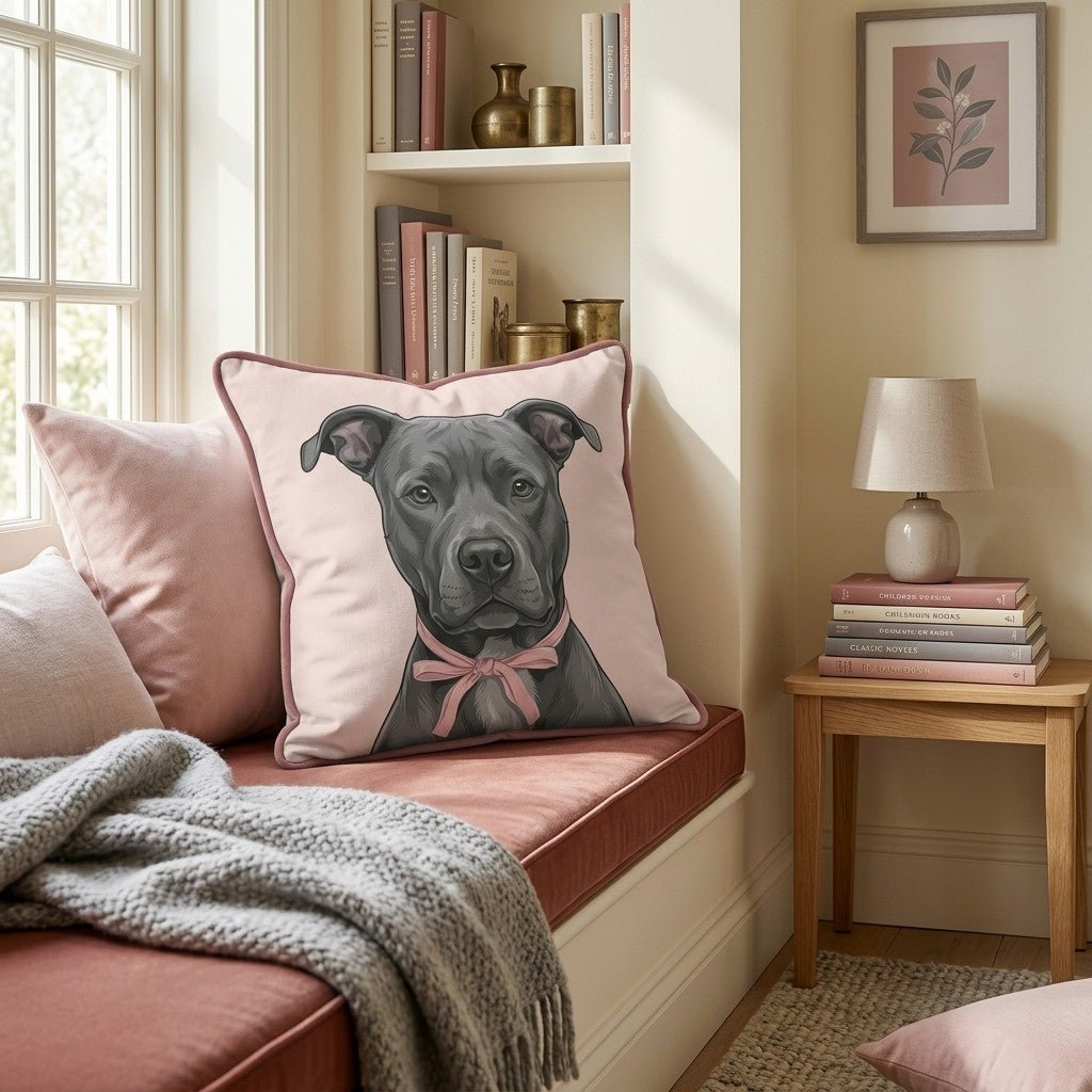 American Pitbull Terrier Portrait Throw Pillow - Hillcroft Home