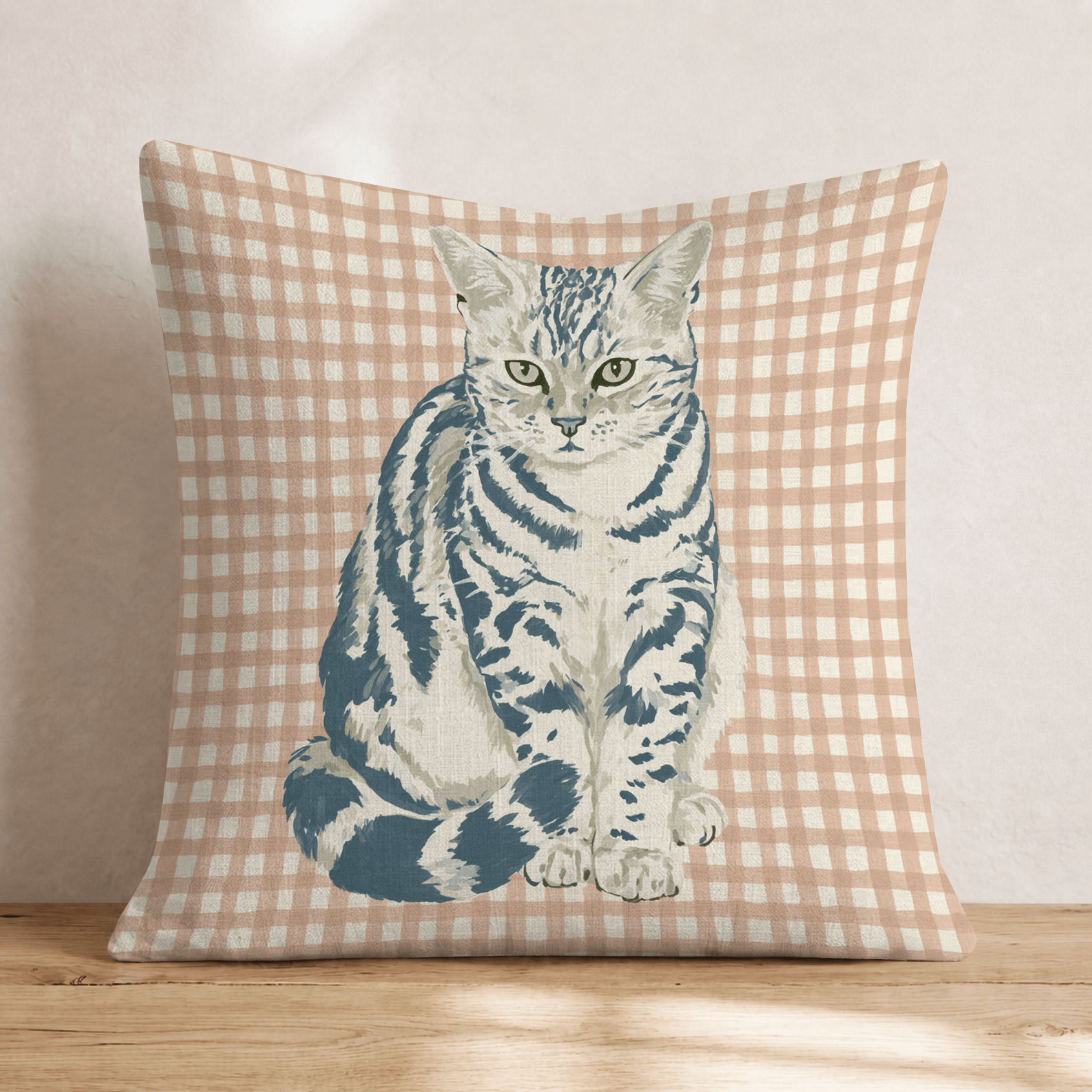American Shorthair Plaid Throw Pillow - Hillcroft Home