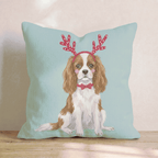Antler Headband Cavalier King Charles Spaniel Throw Pillow - Hillcroft Home
