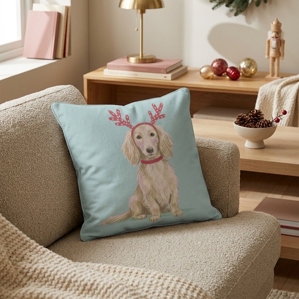 Antler Headband Dachshund Throw Pillow - Hillcroft Home