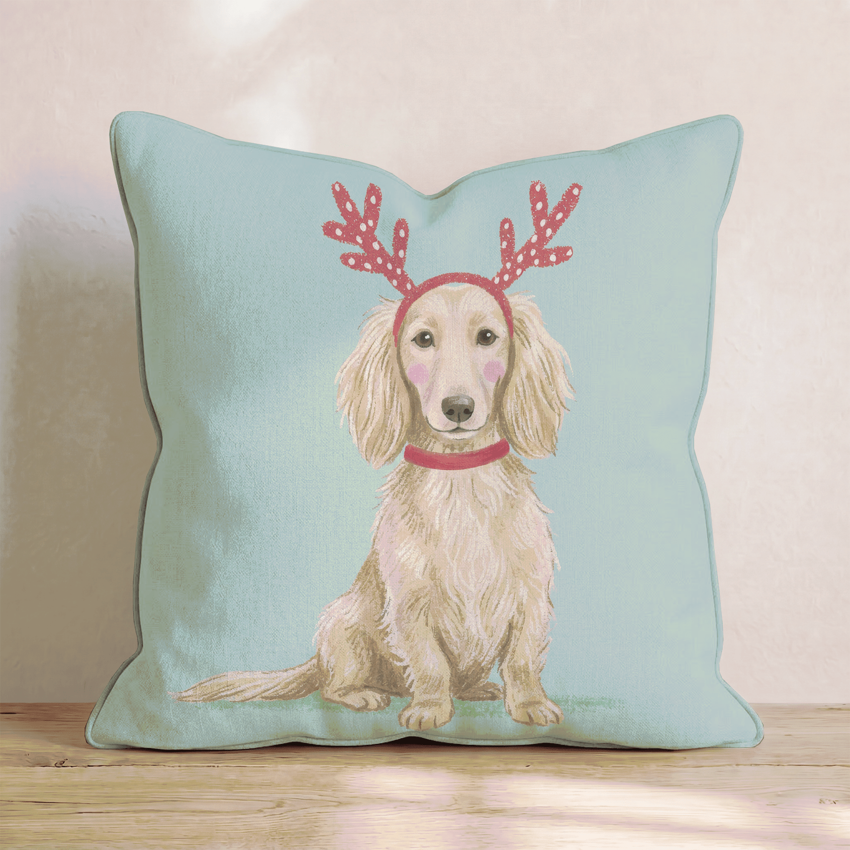 Antler Headband Dachshund Throw Pillow - Hillcroft Home