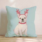 Antler Headband French Bulldog Throw Pillow - Hillcroft Home