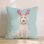 Antler Headband Labradoodle Throw Pillow - Hillcroft Home