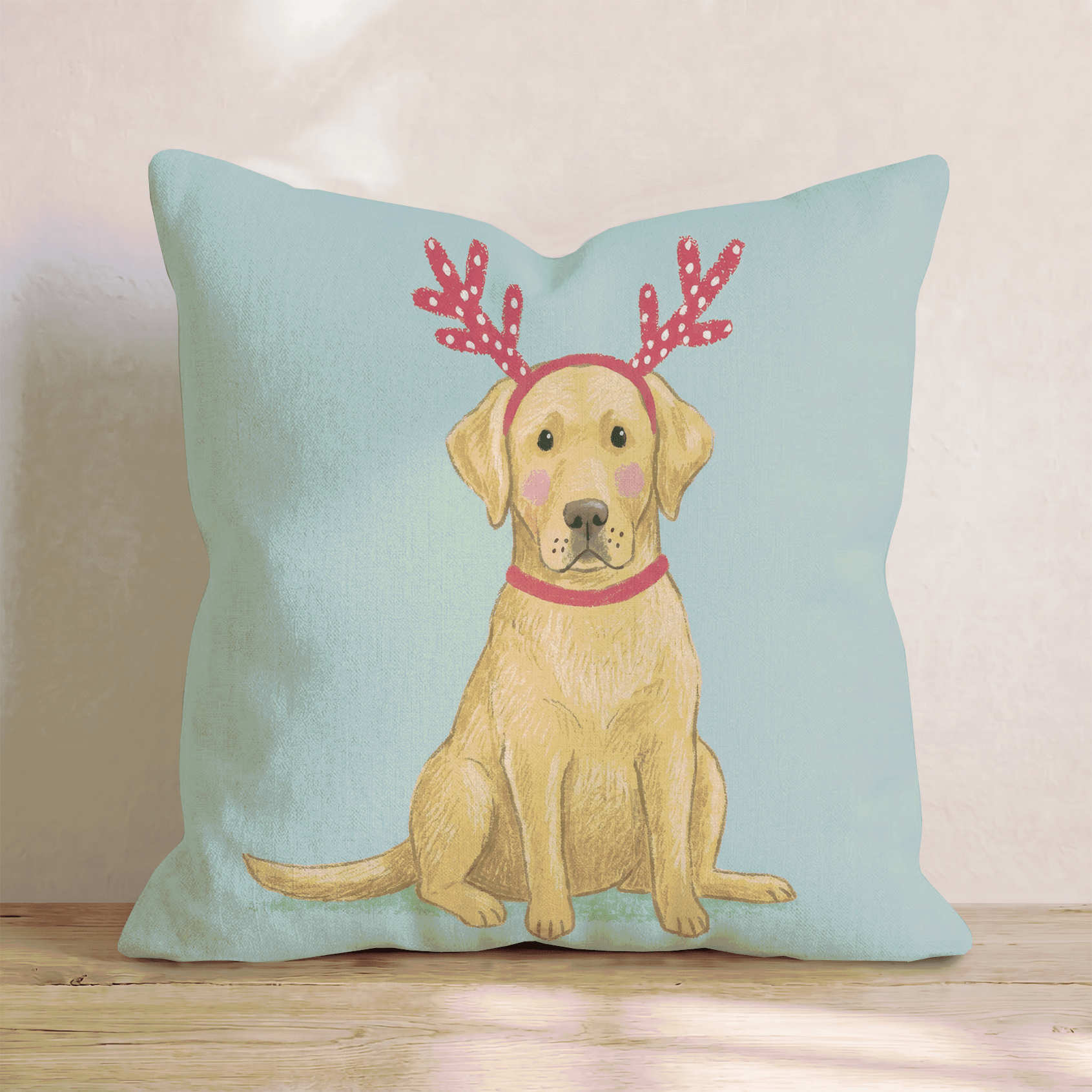 Antler Headband Labrador Retriever Throw Pillow - Hillcroft Home