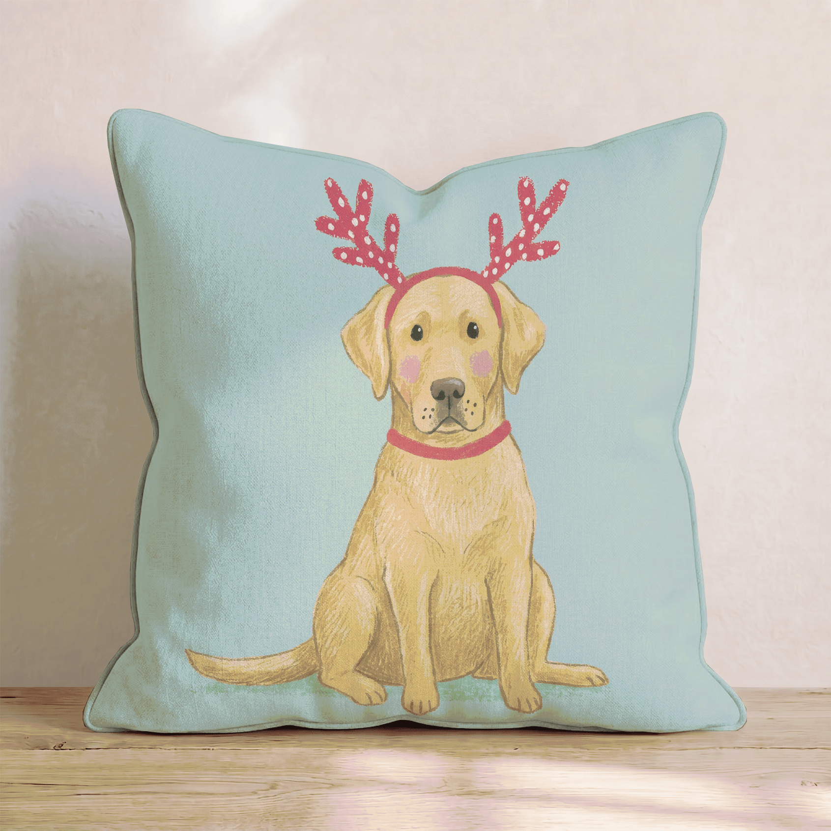Antler Headband Labrador Retriever Throw Pillow - Hillcroft Home