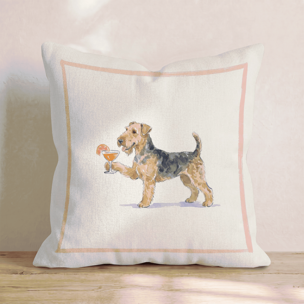 Aperol Airedale Terrier Throw Pillow - Hillcroft Home