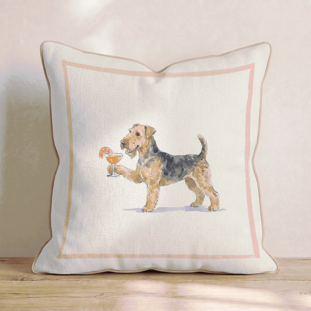 Aperol Airedale Terrier Throw Pillow - Hillcroft Home