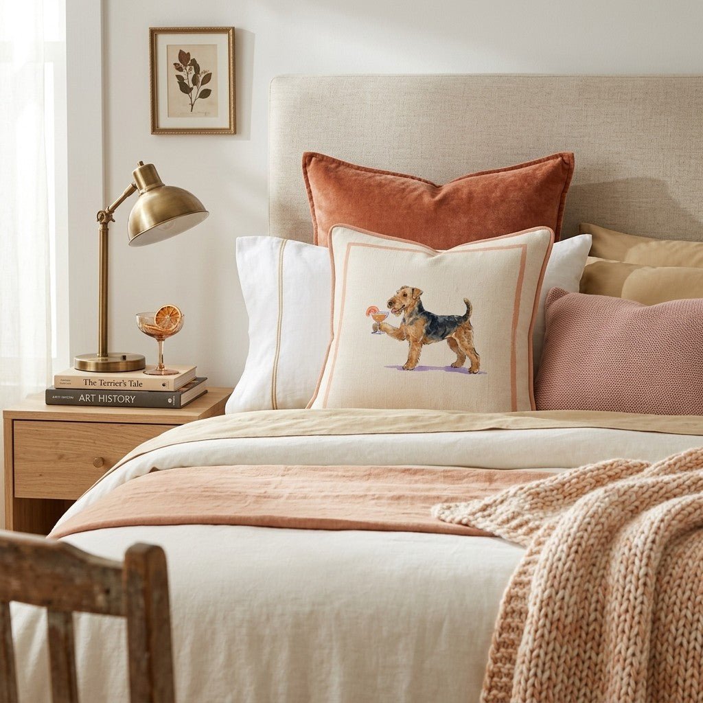Aperol Airedale Terrier Throw Pillow - Hillcroft Home