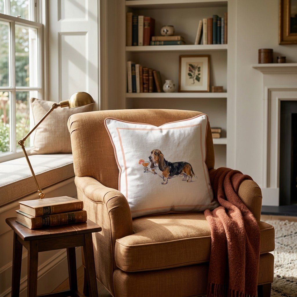 Aperol Basset Hound Throw Pillow - Hillcroft Home