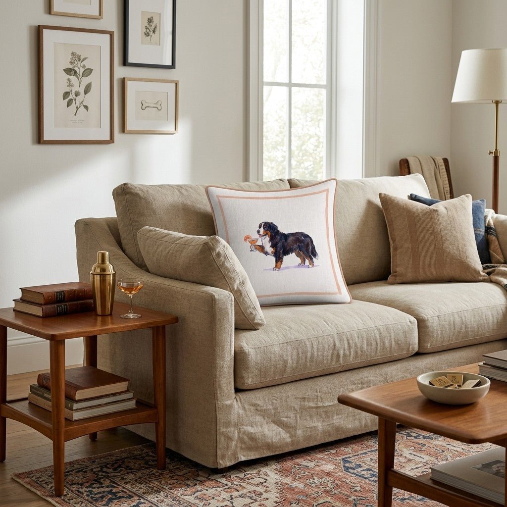 Aperol Bernese Mountain Dog Throw Pillow - Hillcroft Home