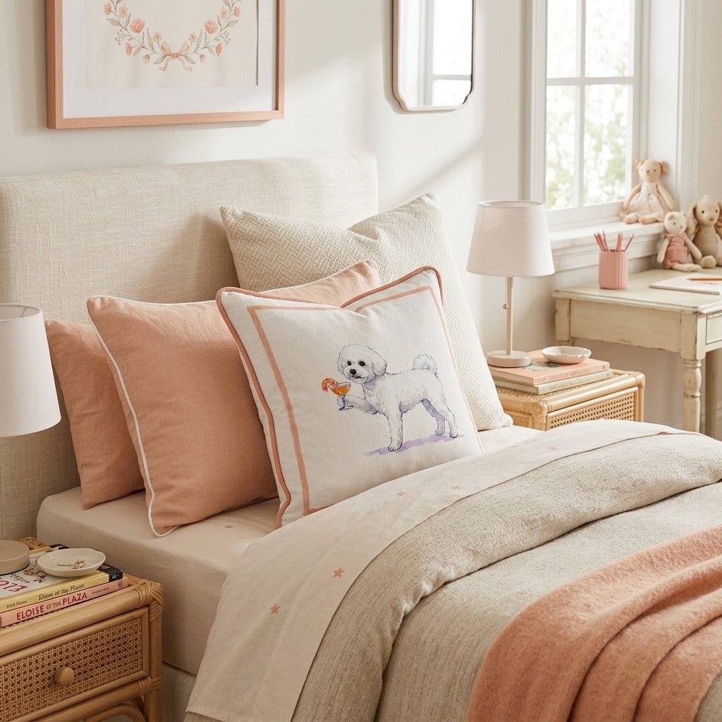 Aperol Bichon Frise Throw Pillow - Hillcroft Home