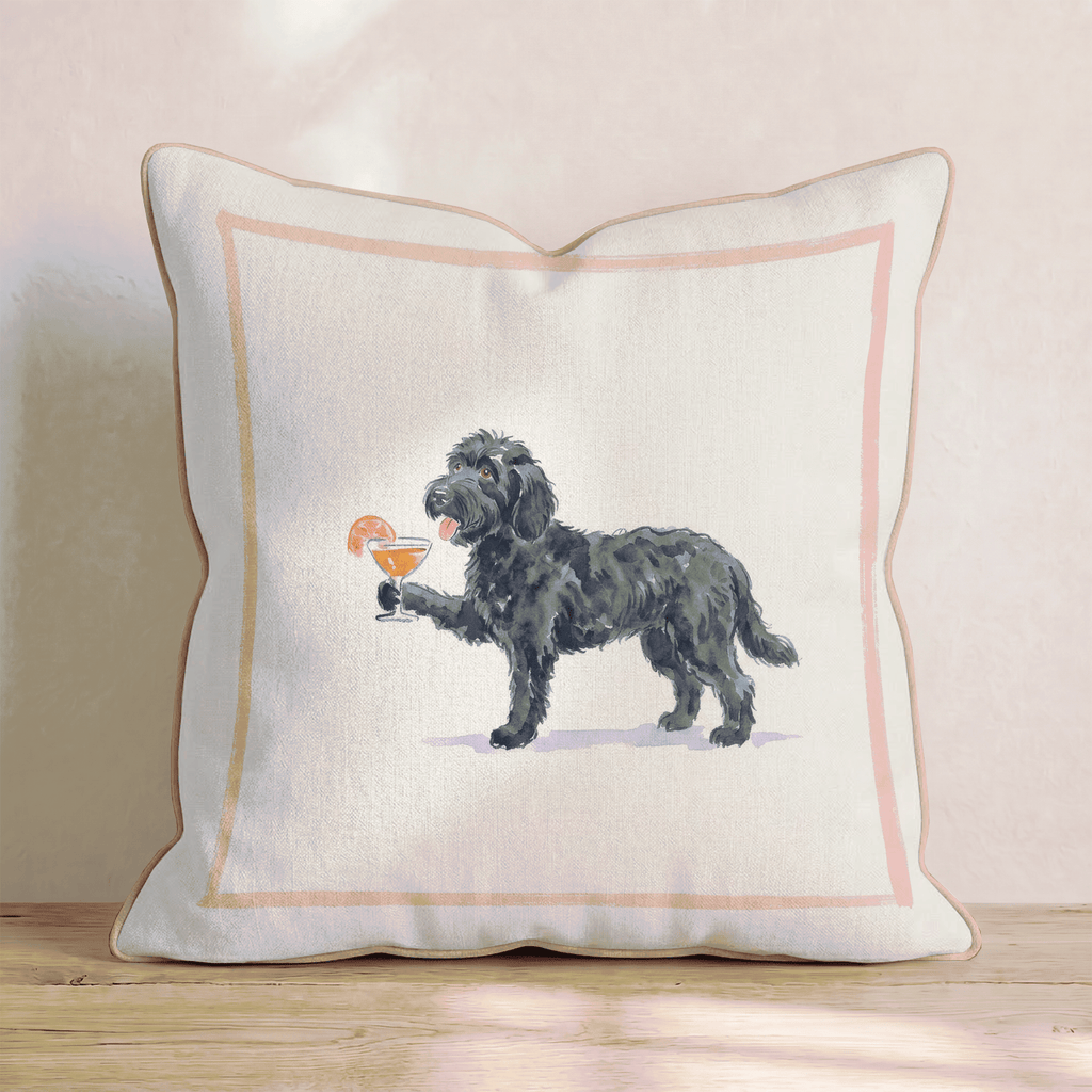Aperol Black Goldendoodle Throw Pillow - Hillcroft Home