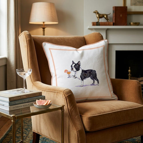 Aperol Boston Terrier Throw Pillow - Hillcroft Home