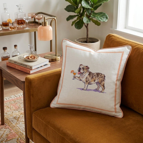 Aperol Bulldog Throw Pillow - Hillcroft Home