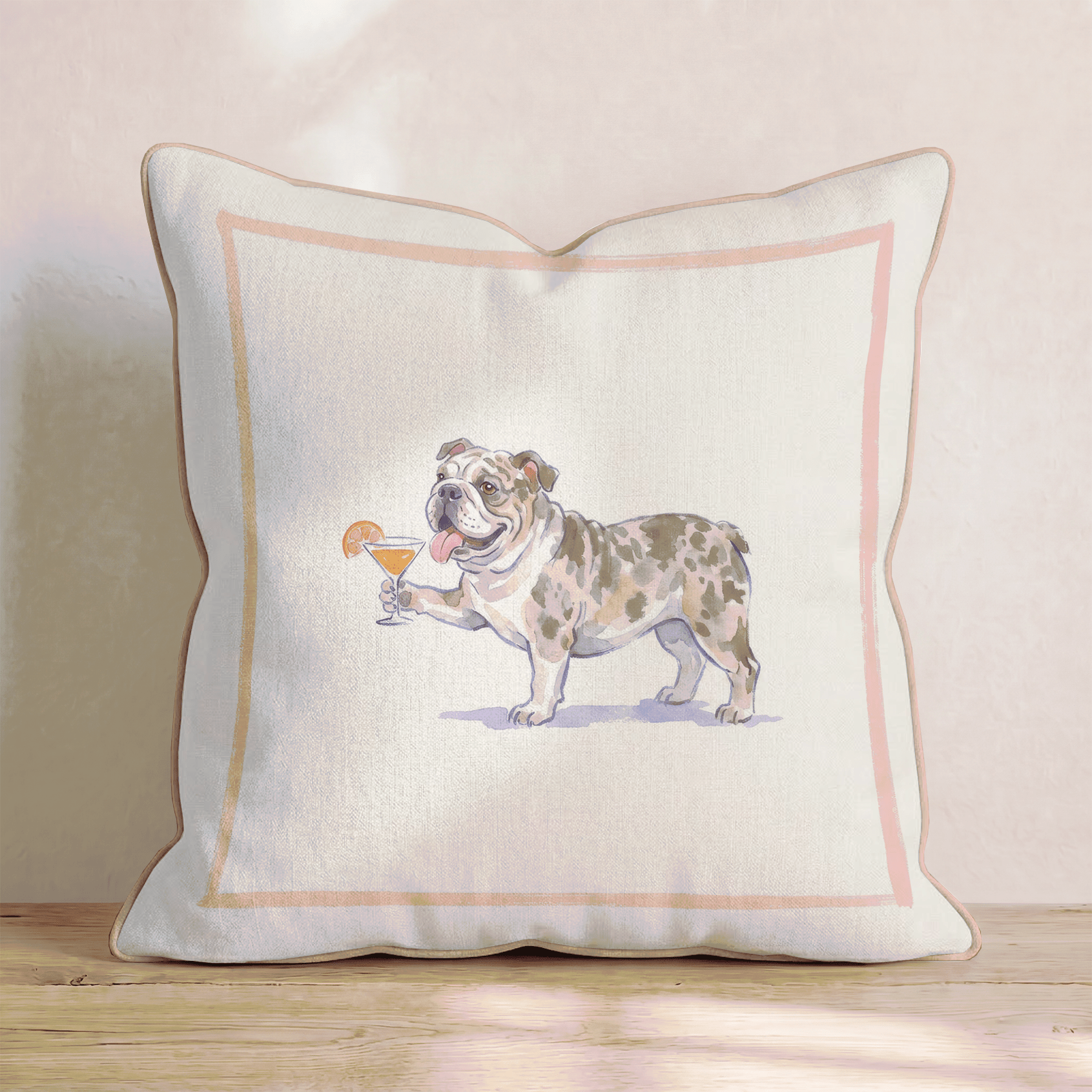 Aperol Bulldog Throw Pillow - Hillcroft Home