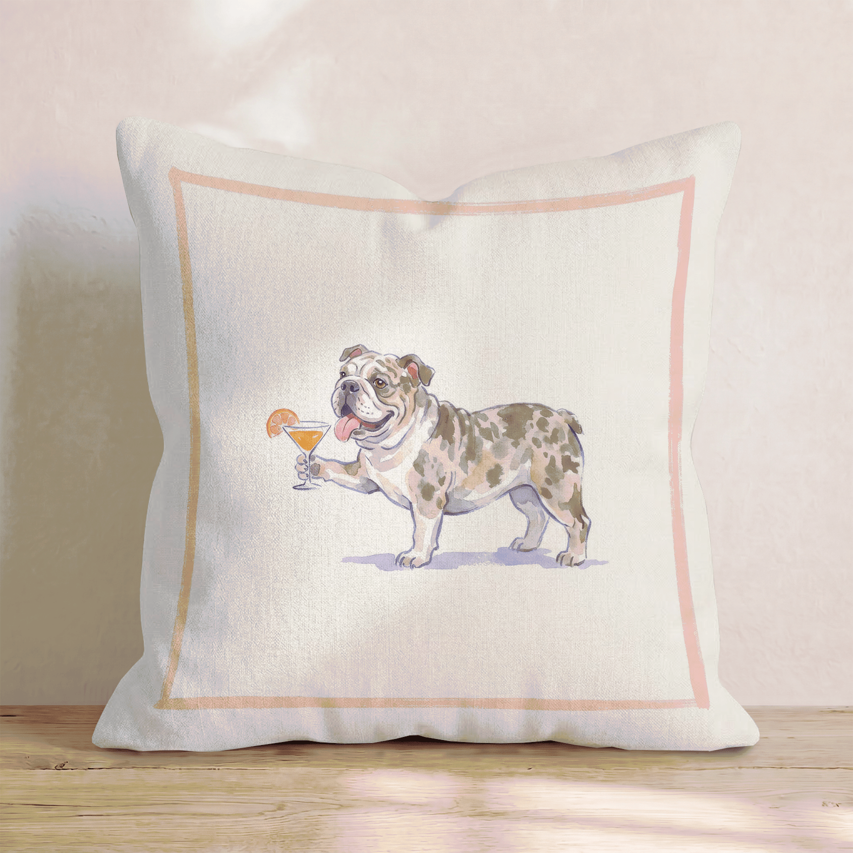 Aperol Bulldog Throw Pillow - Hillcroft Home