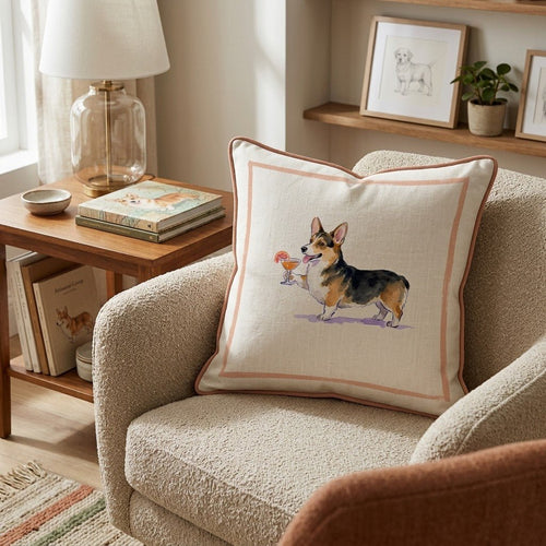Aperol Corgi Throw Pillow - Hillcroft Home