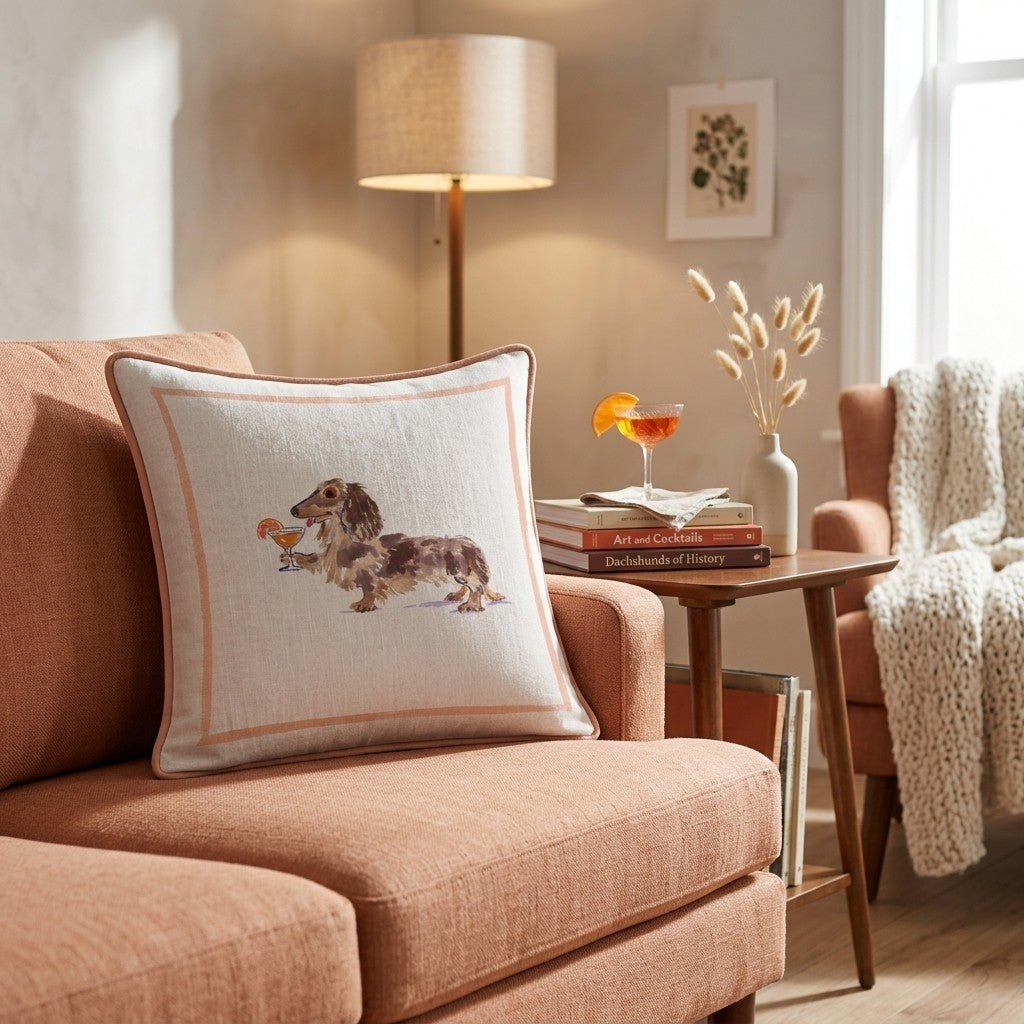 Aperol Dachshund Throw Pillow - Hillcroft Home