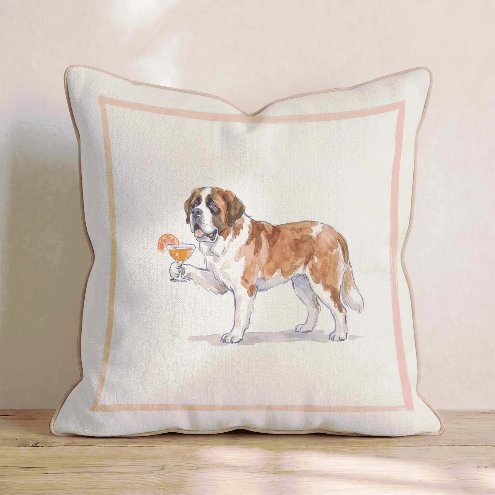 Aperol Saint Bernard Throw Pillow - Hillcroft Home