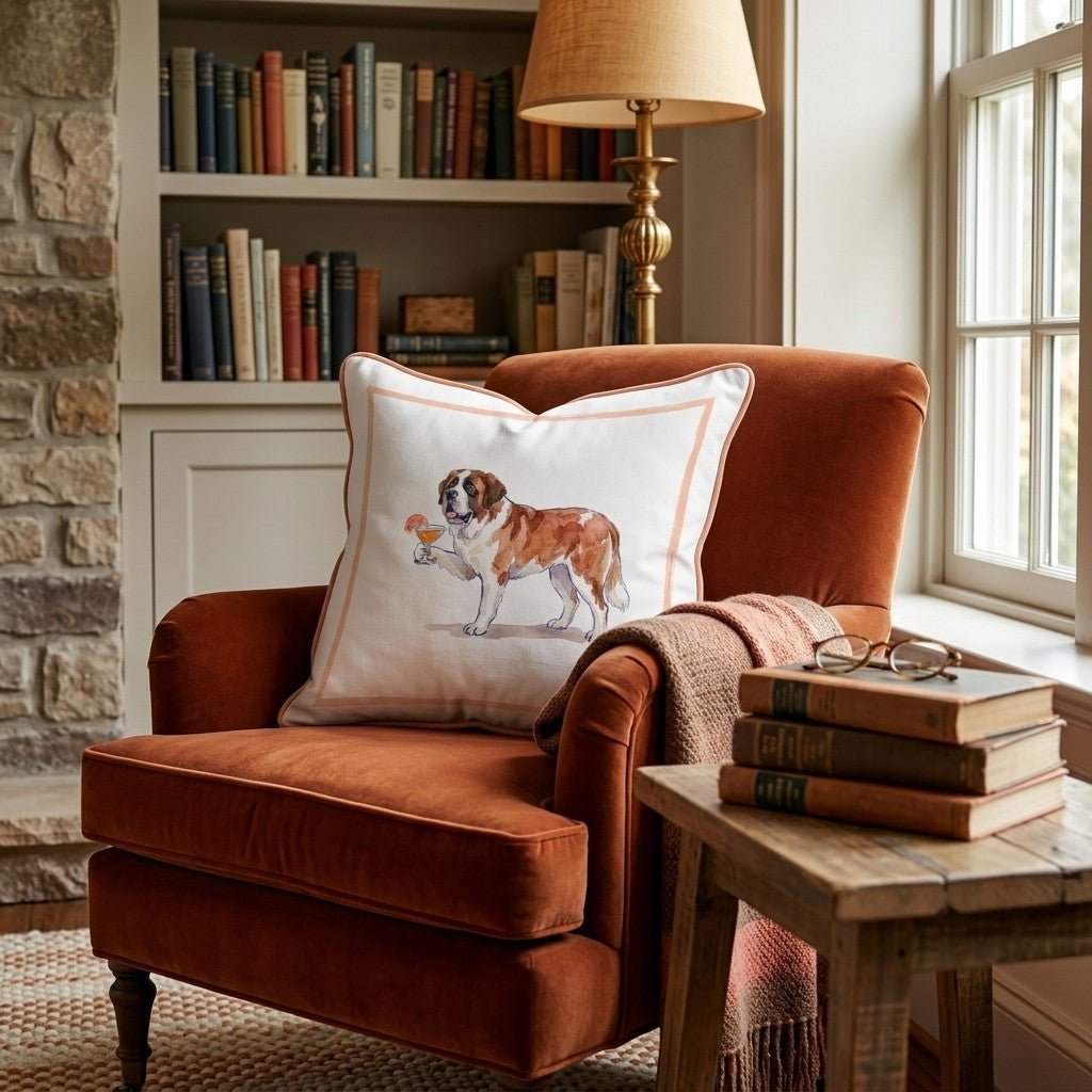 Aperol Saint Bernard Throw Pillow - Hillcroft Home