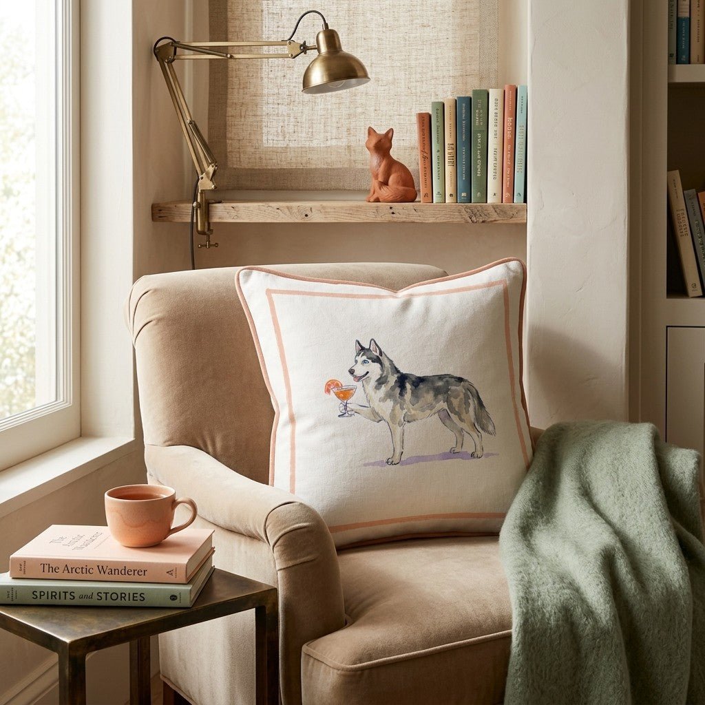 Aperol Siberian Husky Throw Pillow - Hillcroft Home
