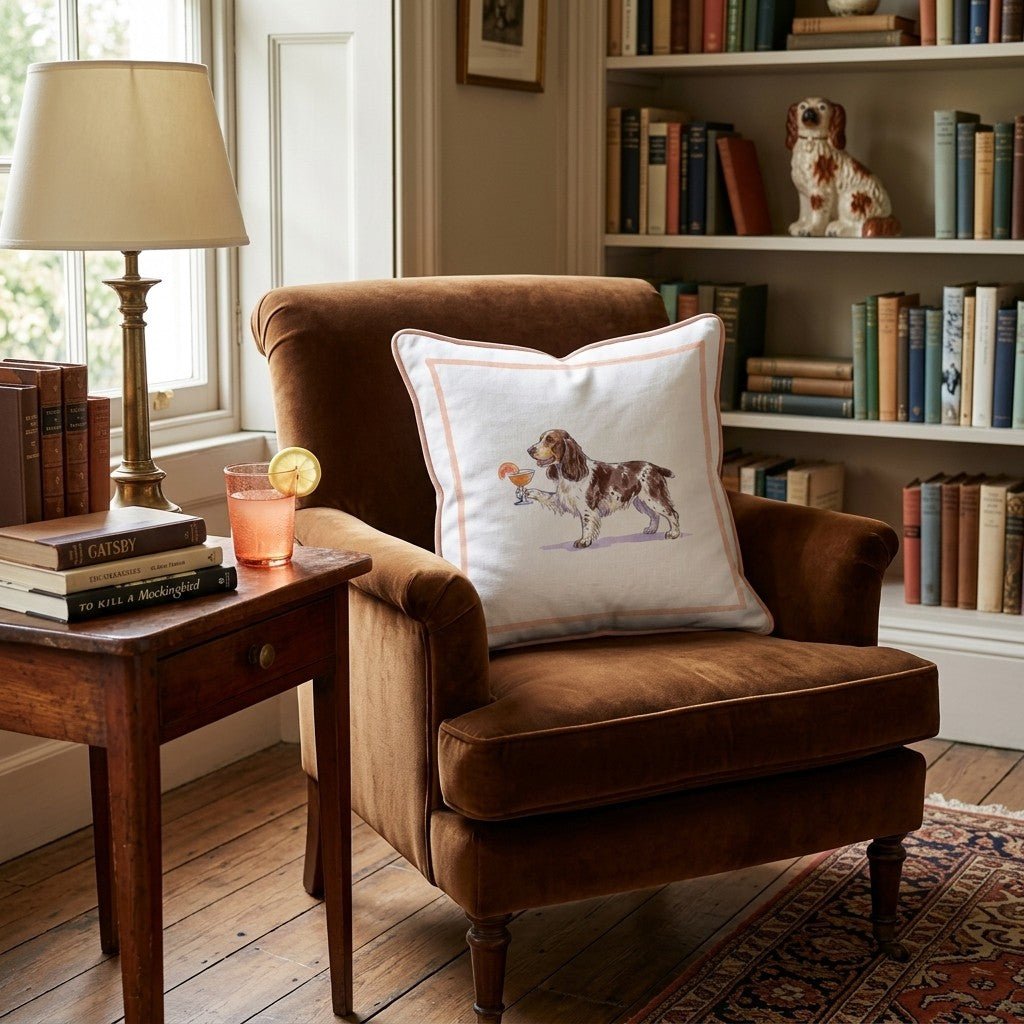 Aperol Springer Spaniel Throw Pillow - Hillcroft Home