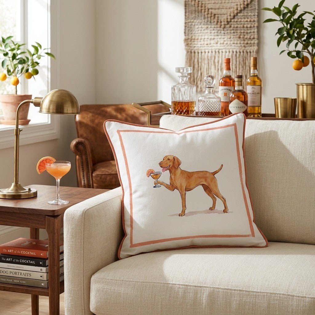 Aperol Vizsla Throw Pillow - Hillcroft Home