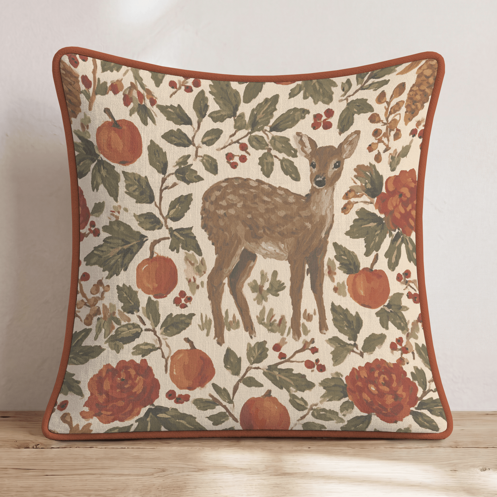 Apple Orchard Fawn Throw Pillow - Hillcroft Home