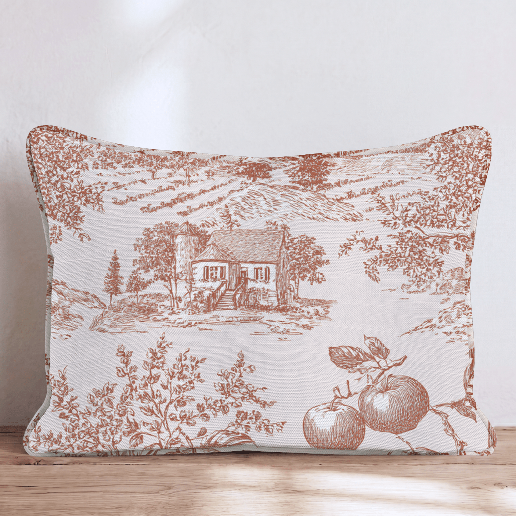 Apple Orchard Toile Throw Pillow - Hillcroft Home