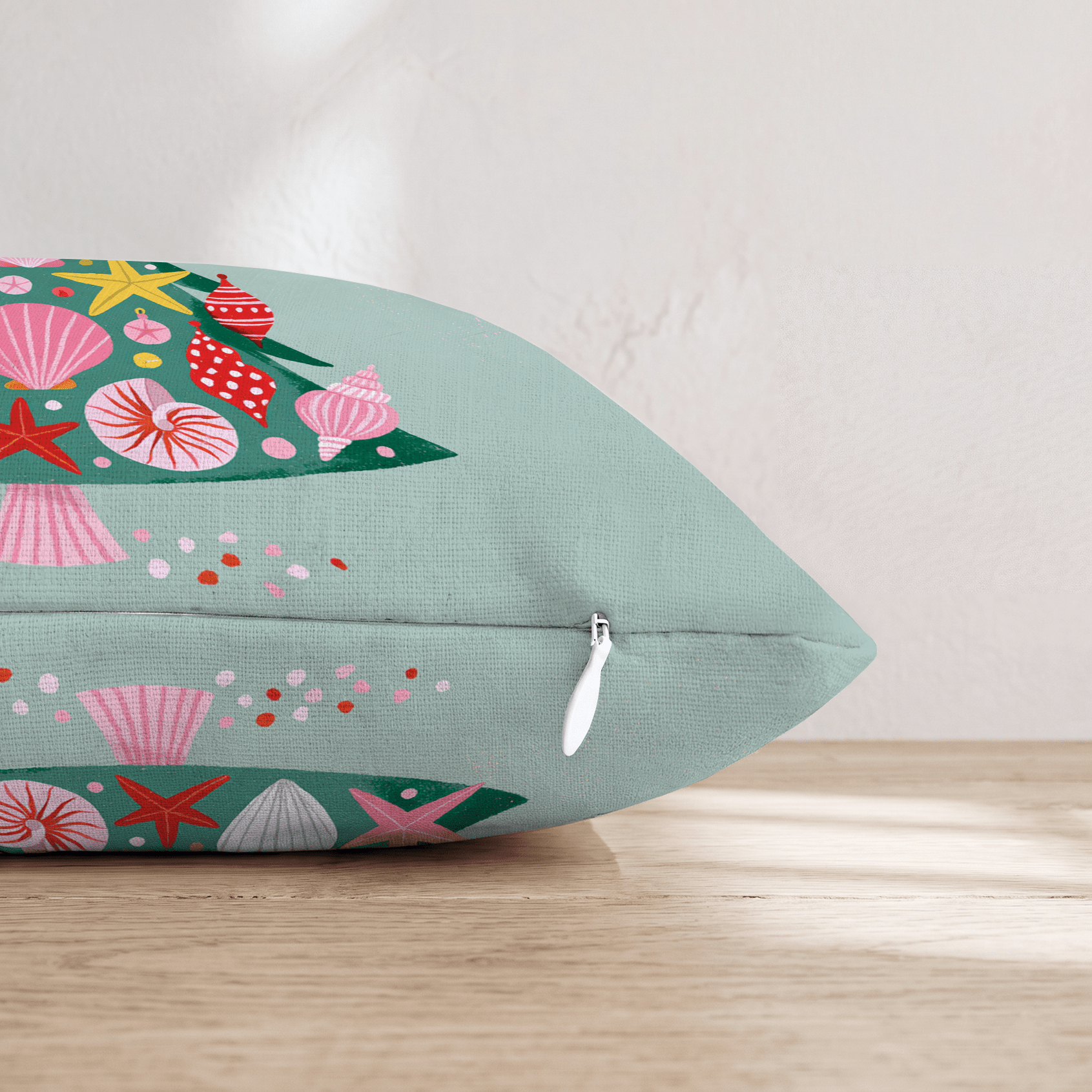 Aqua Shell Tree Throw Pillow - Hillcroft Home